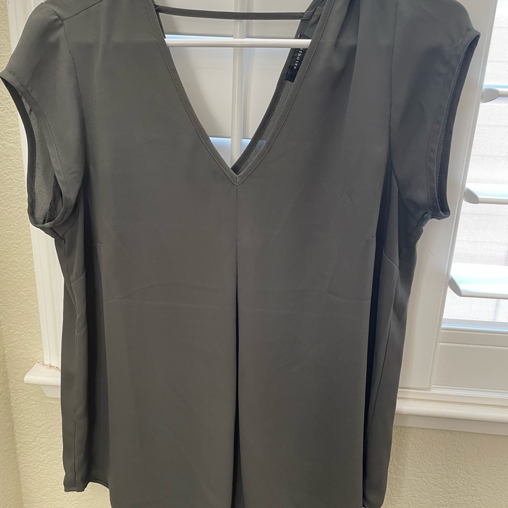 Halogen olive green V-Neck Blouse